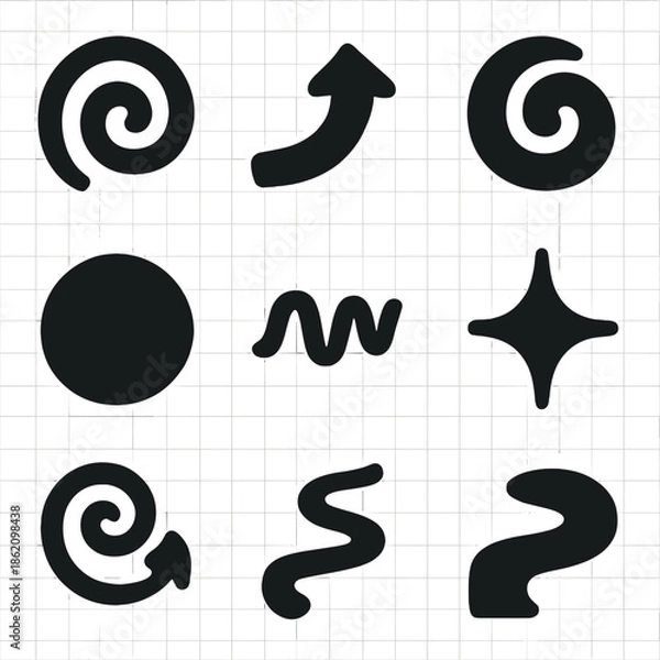 Obraz Abstract geometric symbols on grid background for modern design elements