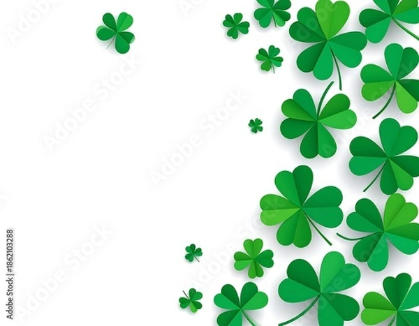 Obraz Green Shamrocks on White Background.