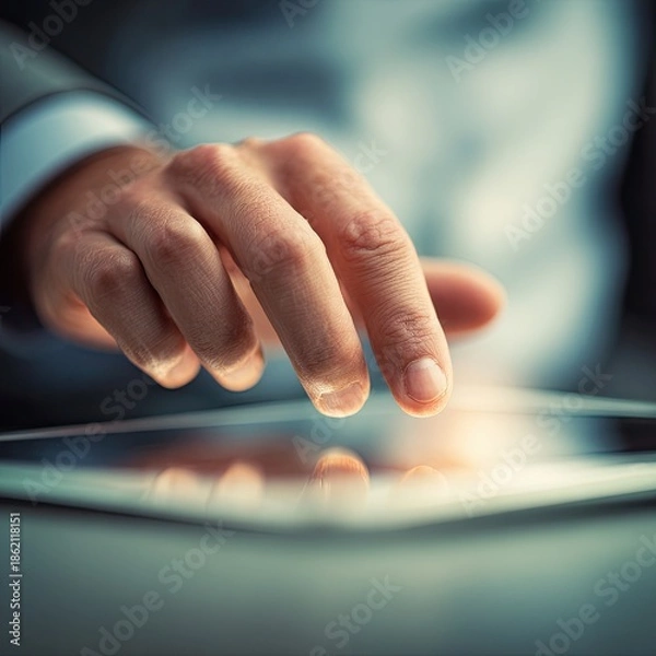 Obraz Digital Touch: Hand Engaging with Tablet Technology