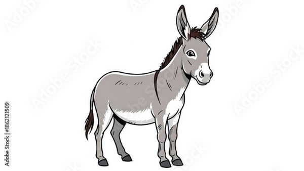Obraz Charming cartoon donkey standing and facing forward.