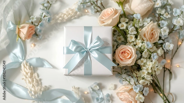 Obraz Elegant gift box with delicate flowers