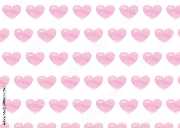 Obraz 水彩風のピンク色のハートの背景パターン