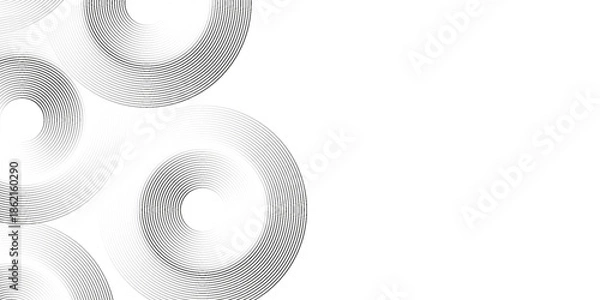 Obraz Circular abstract pattern with minimalist black lines on white background. Vector eps 10