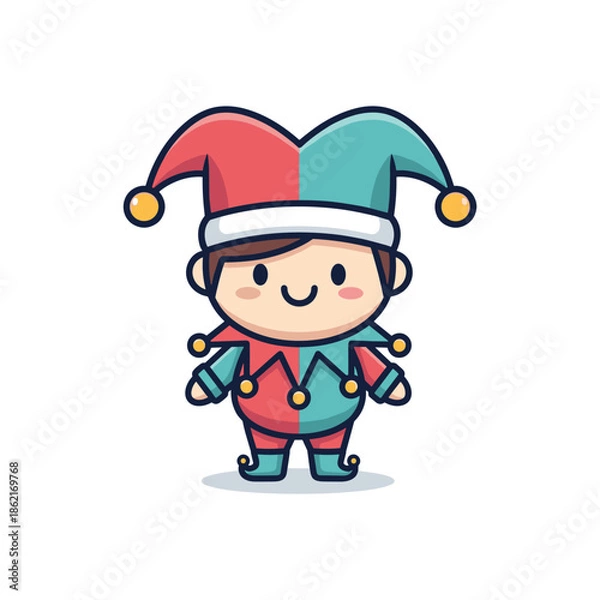 Obraz Cute Jester Character Vector Illustration
