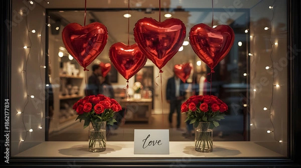 Obraz Red Heart Balloons Glow