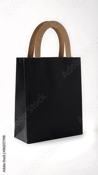 Obraz Simple black paper bag with handle