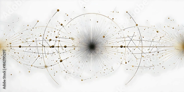 Obraz Radial Network and Particle Flow Visualization, ai generated.