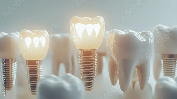Obraz Dental Implants with 3D Models in Sterile Lab Setting