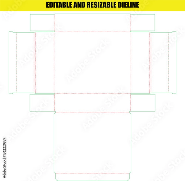 Obraz Editable and Resizable Packaging Die-Line Template for Custom Box Designs