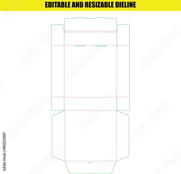 Obraz Editable and Resizable Packaging Box Dieline Template for Custom Designs
