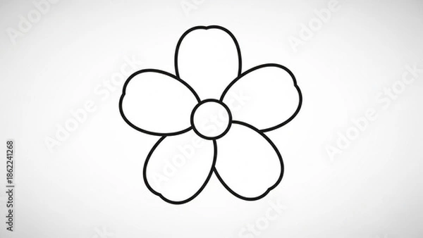 Obraz White flower icon simplified into basic petal shapes.
