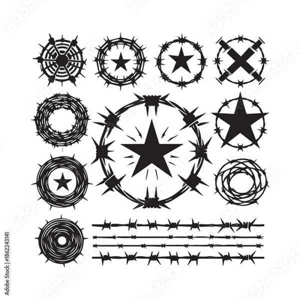 Obraz Thorn Wire and Barbed Wire Vector Collection
