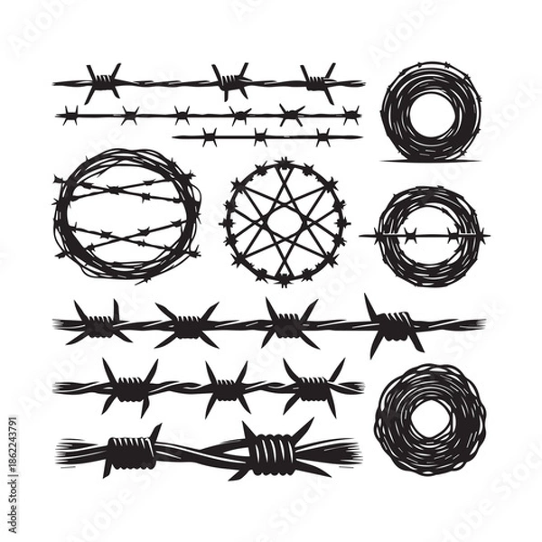 Obraz Thorn Wire and Barbed Wire Vector Collection