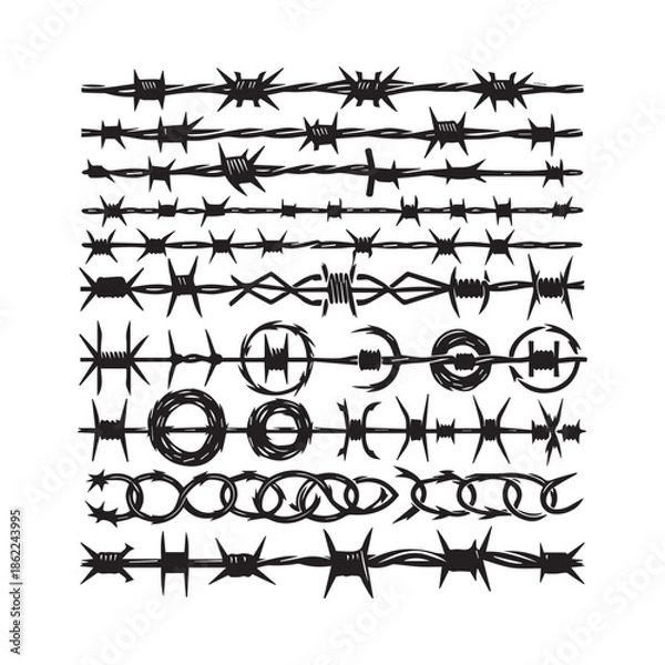 Obraz Thorn Wire and Barbed Wire Vector Collection