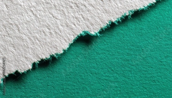 Obraz 緑と白の紙の部分的な切れ目の詳細