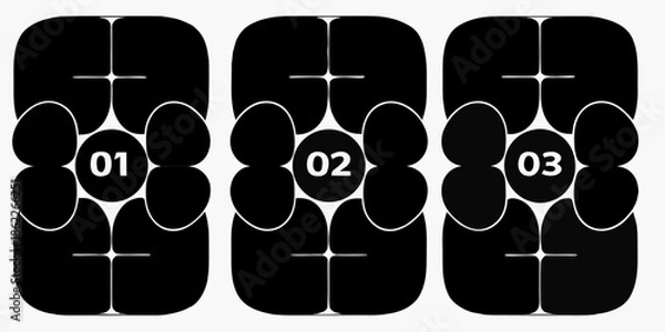 Obraz Abstract black and white geometric design with numbered circular elements