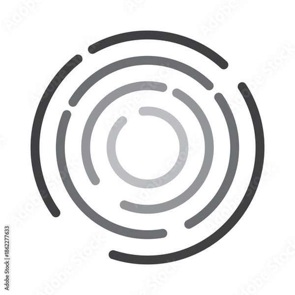 Obraz Minimalist Flat Circular Loading Progress Icon with Concentric Segments, Rotating Dash Circle Progress Bar for App and Web Interface, Bar loading icons