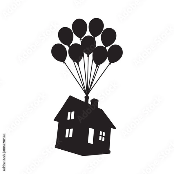 Fototapeta house on balloons