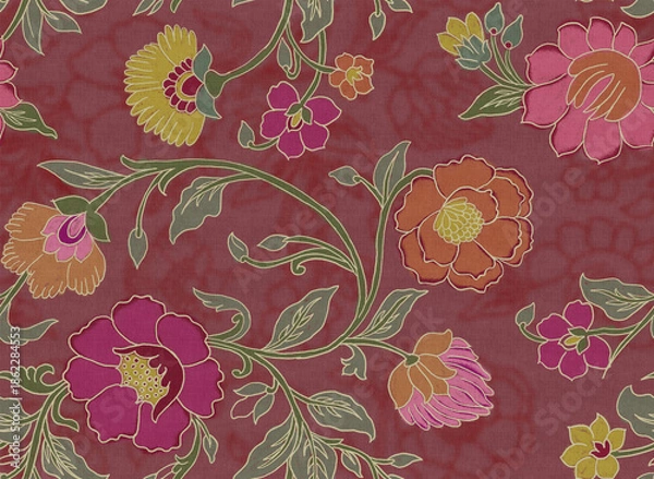 Obraz Elegant Hand Drawn Floral Repeat Pattern in Earthy Tones