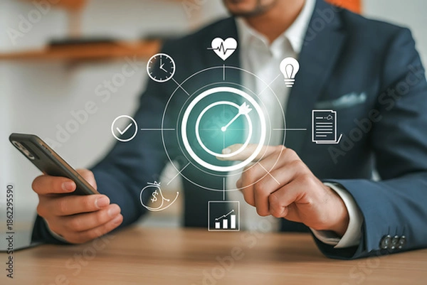 Obraz Businessman interacting with digital interface