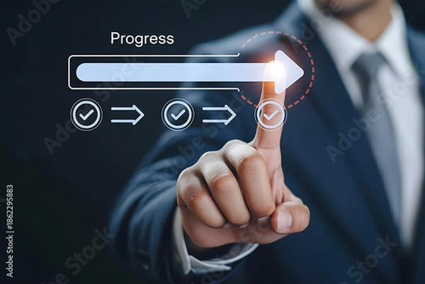 Obraz Businessman tracking progress on digital interface