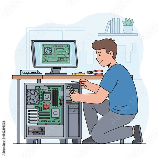 Obraz Computer Repair Technician Illustration