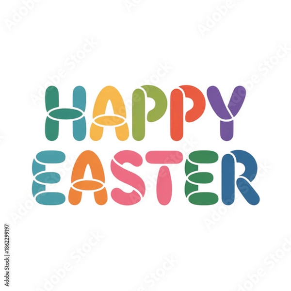 Obraz Happy easter greeting with colorful easter eggs isolated on white background