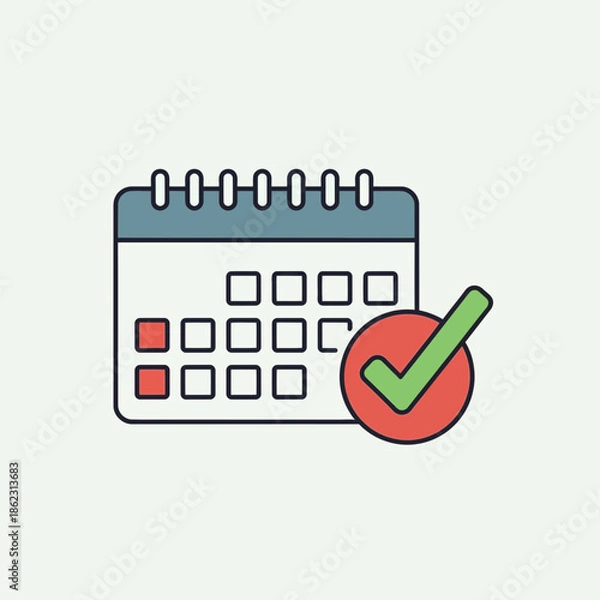 Obraz Calendar with checkmark indicating a scheduled event or task.