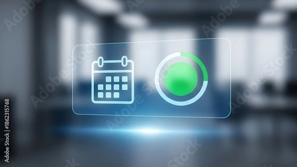 Fototapeta Project Management and Task Tracking Progress Concept with Calendar and Green Loading Circle