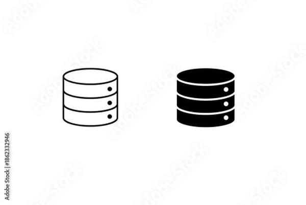 Obraz Database icons in outline and solid fill, representing data storage and information systems