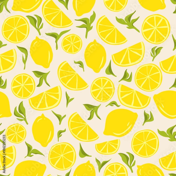Obraz seamless pattern with lemons and leafs