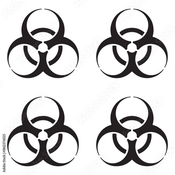 Obraz Hazard Bio Warning Symbols Black Vector Set
