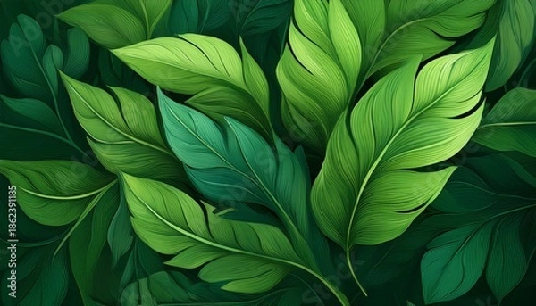 Obraz green foliage texture generative ai