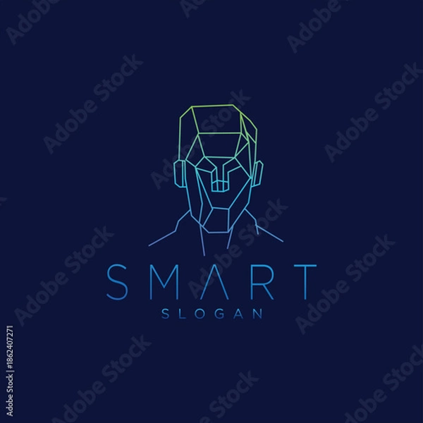 Obraz Abstract smart head tech logo design inspiration