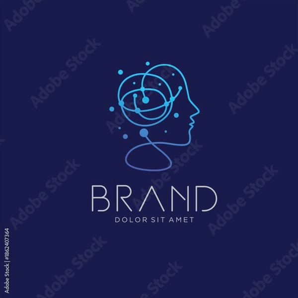 Obraz Human head smart technology logo design template.