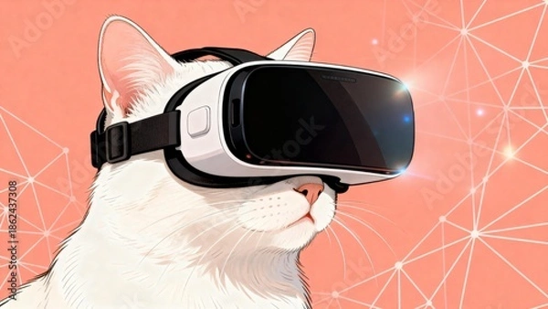 Obraz Cat Wearing Virtual Reality Goggles