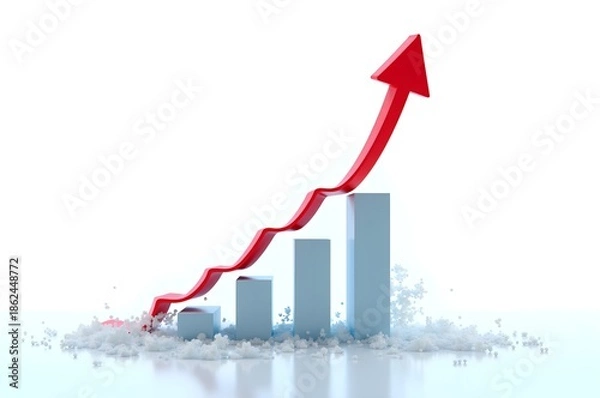 Obraz Growth Chart with Red Arrow Ascending