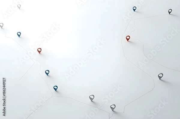 Obraz Map Markers Showing Locations on a White Surface