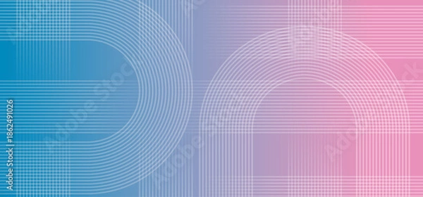 Fototapeta 線と曲線で作られた青からピンクのグラデーションアブストラクト背景素材