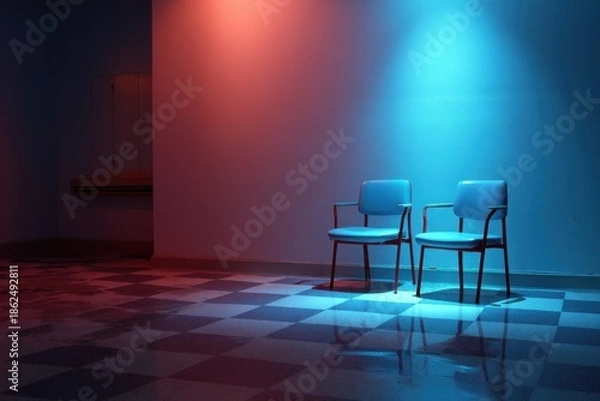 Obraz Empty waiting room bathed in vibrant light
