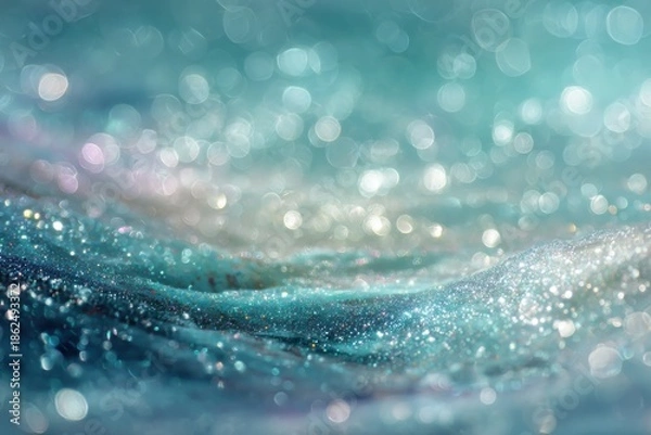 Obraz Abstract teal glitter background with bokeh