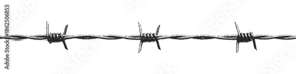 Obraz stipple barbed wire. design element for poster