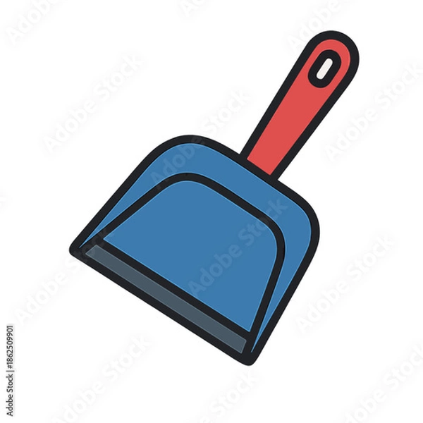Obraz Blue Dustpan with Red Handle.