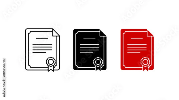 Fototapeta Three colored documents with seals