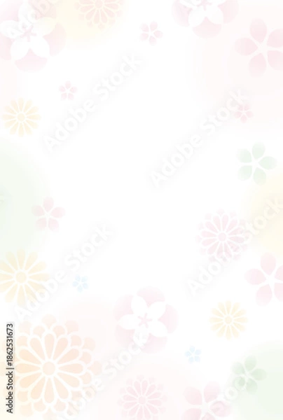 Obraz 和柄背景、お礼状や挨拶状、年賀状やはがきなどの背景、和風の花柄