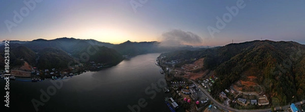 Obraz 하늘에서 본 가을 강변 풍경