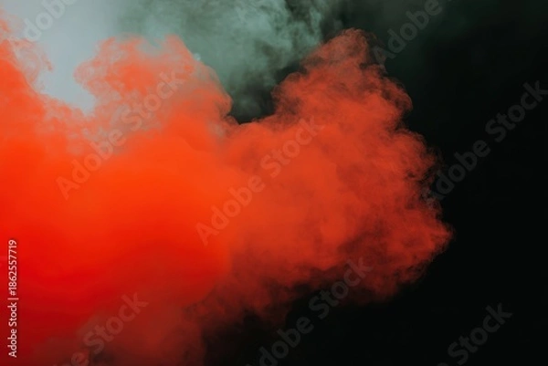 Obraz 赤と黒の煙が混ざる場面を示す