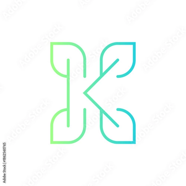 Obraz K leaf minimalist modern logo design