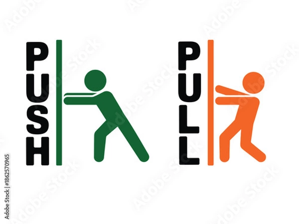 Obraz Push and Pull Concept Icon Teamwork Effort Force Vector Illustration