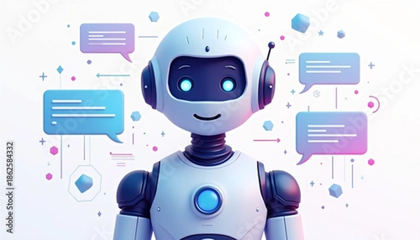 Obraz Friendly AI Chatbot Assistant for Customer Support and Digital Communication Vector